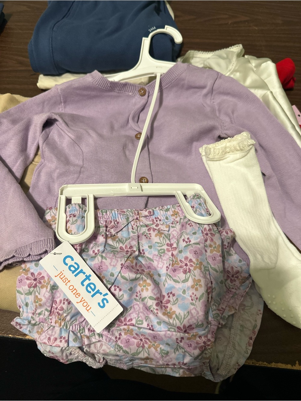 Carter's Lavender Cardigan with Pastel Floral Bloomers